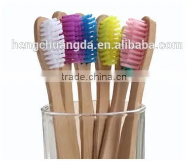 High quality biodegradable bamboo charcoal fiber bristles wood toothbrush