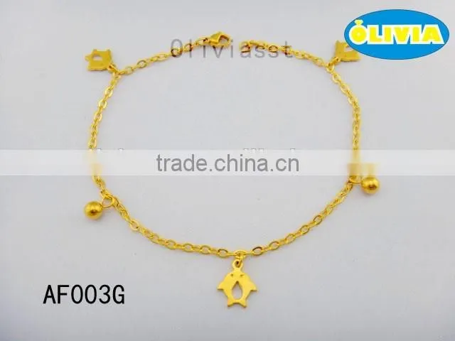 Olivia Jewelry Fashion Gold Plated Stainless Steel Anklet With Moon Pendant Beautiful Girls