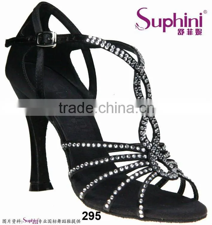 Crystal Latin Shoes Black Latin Dance Shoes
