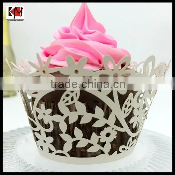 Flower laser cut cupcake paper wrapper for sale