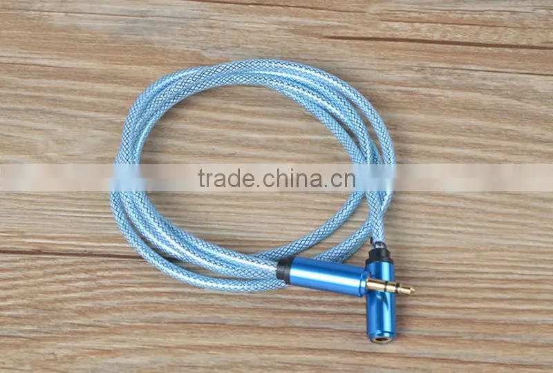 China Supplier FIsh Net Pattern 3.5mm Male to Female Stereo Audio Cable