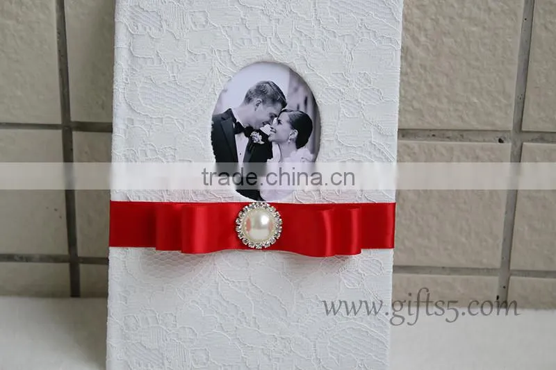 Unique design wedding record memories guest book with photo frame you can put photo in the cover