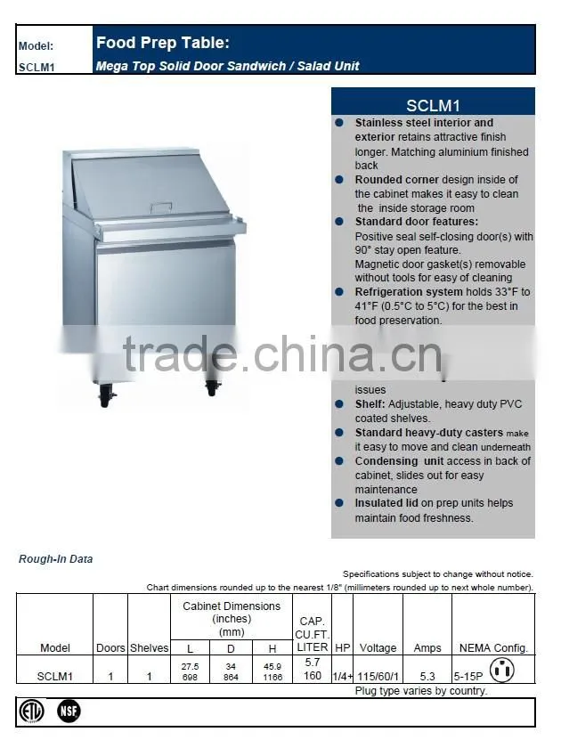 Counter Mega Top Salad Bar refrigerator,Sandwich Prep Tables_SCLM1