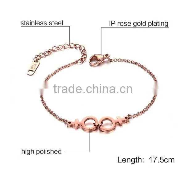 Stainless Steel Jewelry Rose Gold Plated Fashion Bracelet