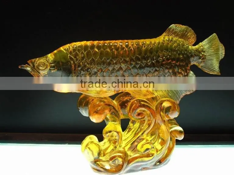 glass art--home decoration--Golden Arowana fish--BS211