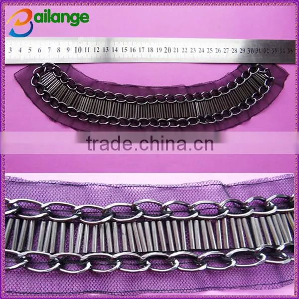 2015 wholesale fashion crystal handmade bead crochet lace collar for garment accessory