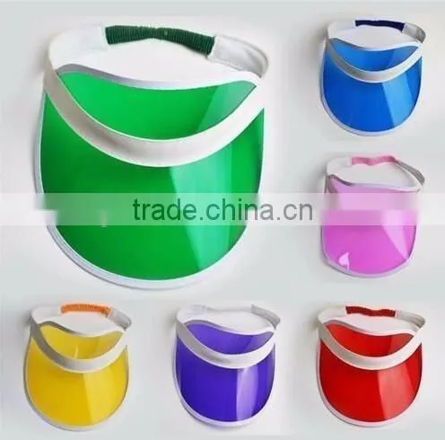 Cheap Promotional Plastic PVC Transparent Sun Visor Cap With Custom Logo