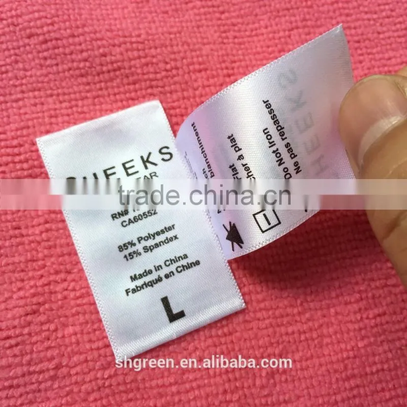 Washing care label with double sides printing