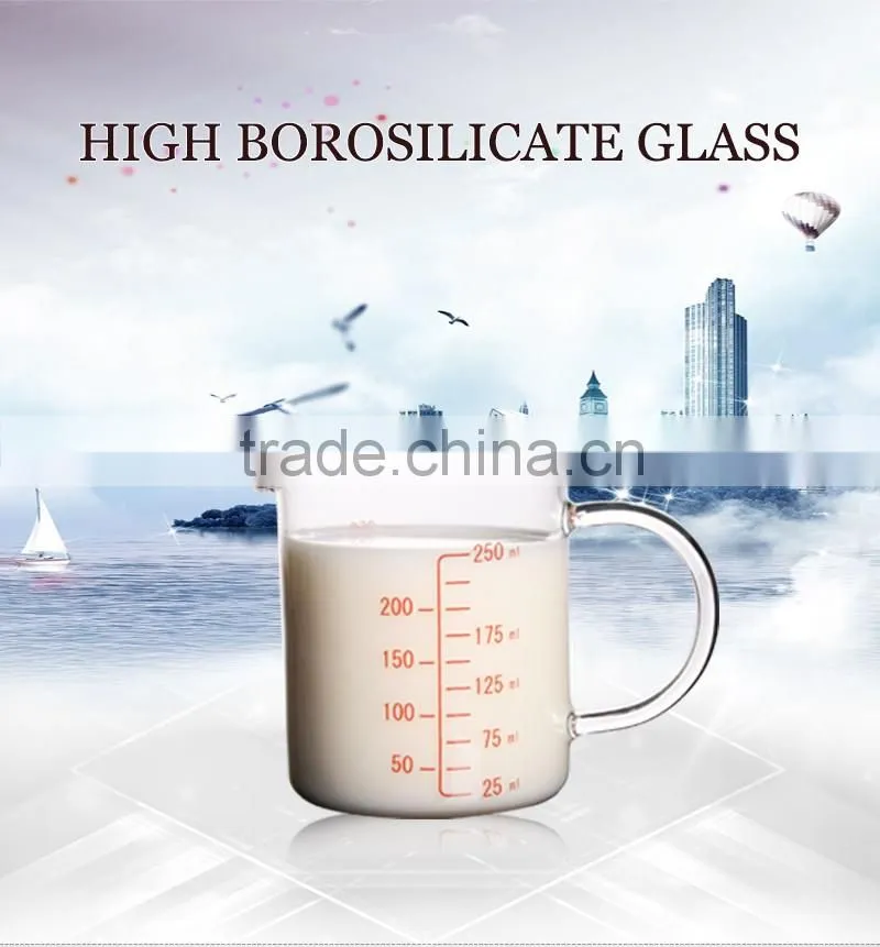 china supplier hot sell borosil single wall measuring cups for 250ml