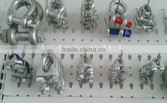 Galvanized wire rope clip and shackle, rigging hardware