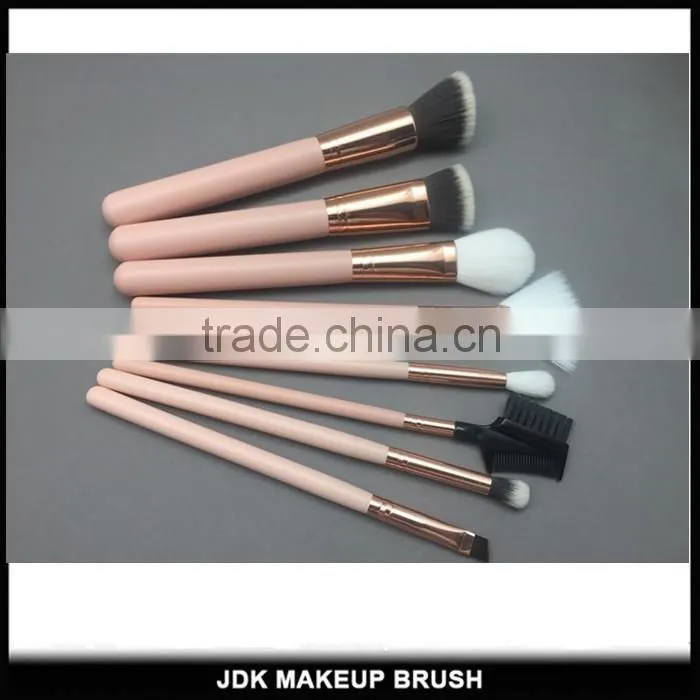 Hottest selling 9pcs cosmetic miss rose gold brush set with rose gold cosmetic holder