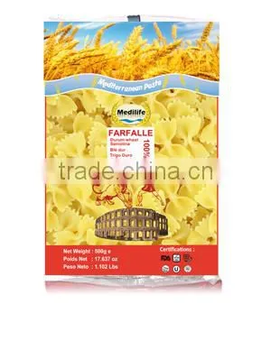 2015 Hot Sell Short Pasta, Farfalle Nb#3 Bag 500 g, Bow Tie Pasta, Dry And Fresh Bow Tie Pasta with FDA.