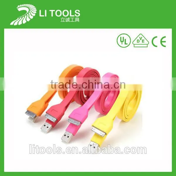 Wholesale PVC flat usb cable/new white micro usb/Colorful 1m/2m/3m USB cable for iphone 5 cable