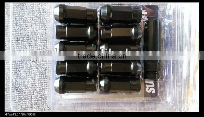 Nut M12 x 1,25 45 mm ,steel, BLACK color, 20 pcs incl. dual adapter