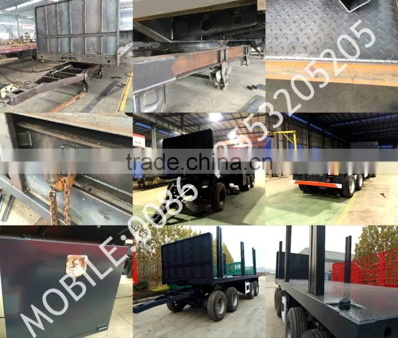 20FT 40FT Flatbed Skeletonal Semi Container Dolly Trailer With Turntable Drawbar