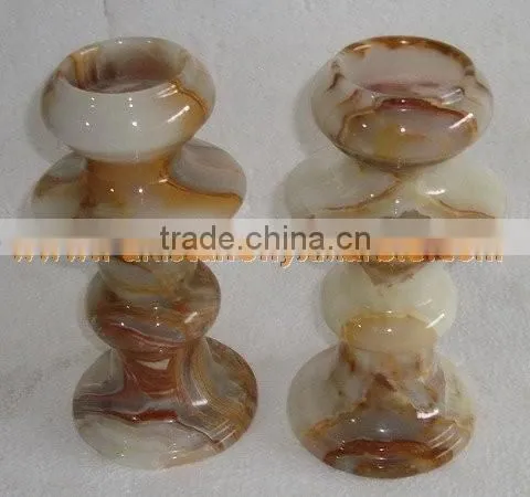 NATURAL COLOR ONYX CANDLE HOLDERS STANDS