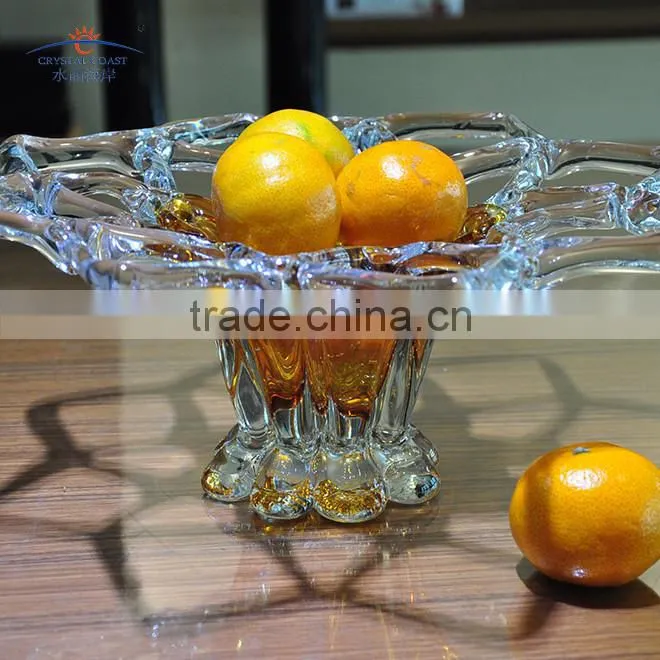 Hand Blown art glass basket weave pattern open wary rimmed bowl