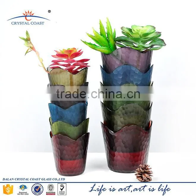 spray paint colored handblown indoor glass plant terrarium