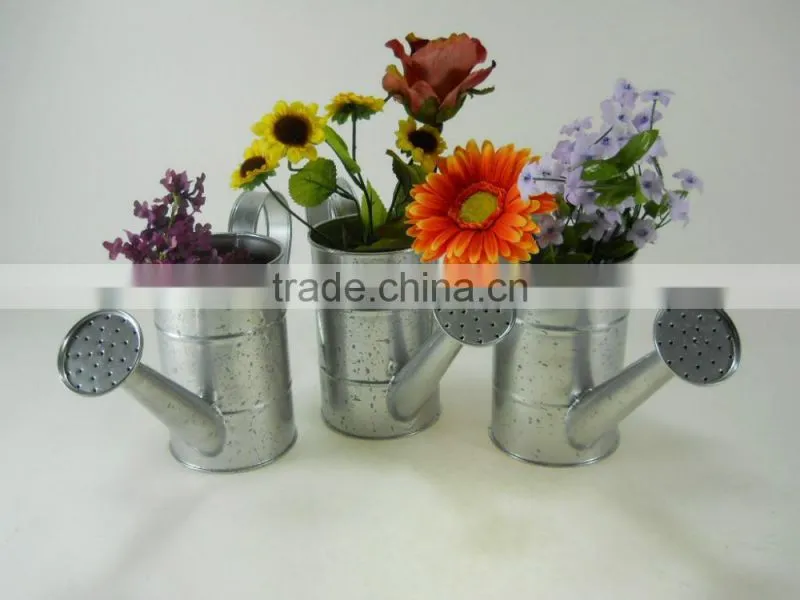 3pc Silver Speckled Water Cans bucket pail planter arrangement pot