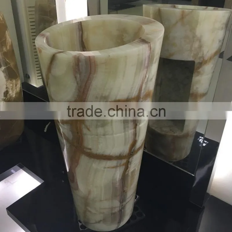 New style pedestal sink pedestal basin onxy marble