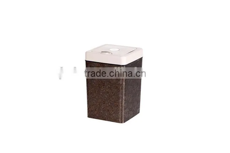 Flip Square Plastic Trash Can Waste Bin Square Container With Lid 13L
