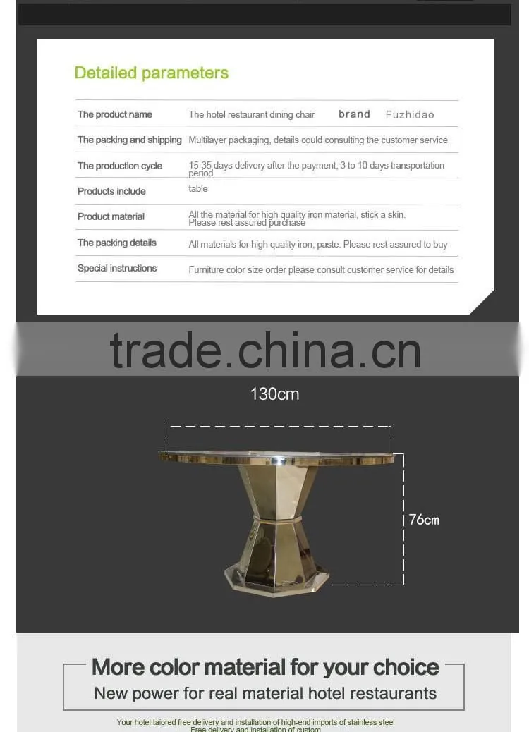 Wholesale China factory tempered glass top banquet table with stainless steel base