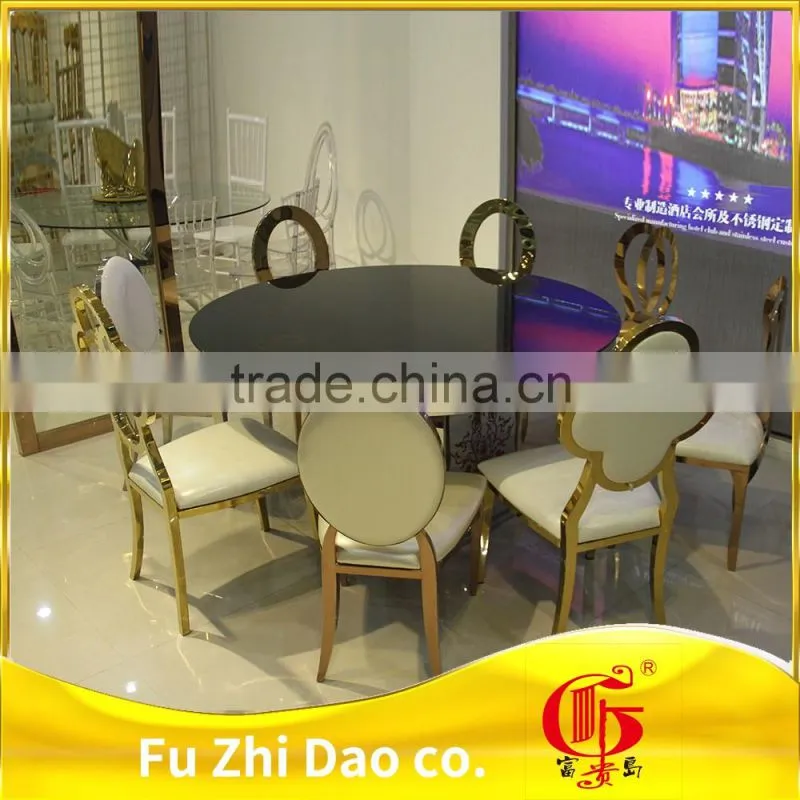 Fashion stainless steel O back dining chair with PU leather