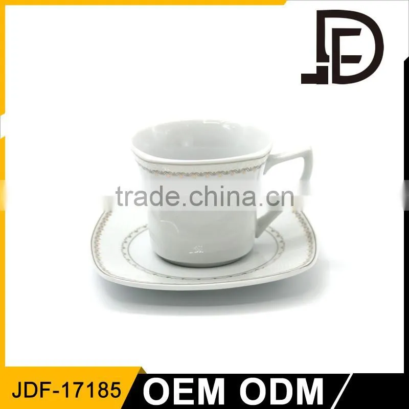 245 cc Porcelain ceramic cups and saucer, custom cup, square coffee cup sets with Customize Pattern
