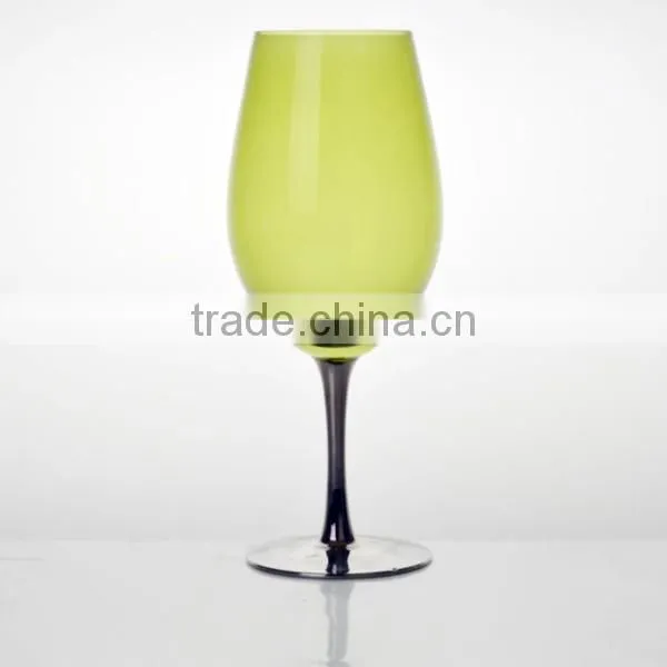 color red wine glass with silver stem and base