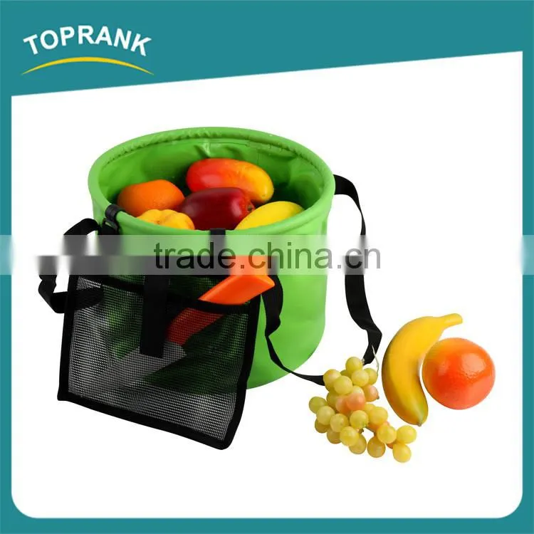 Portable foldable water bucket multifunctional 500D collapsible bucket for camping hiking