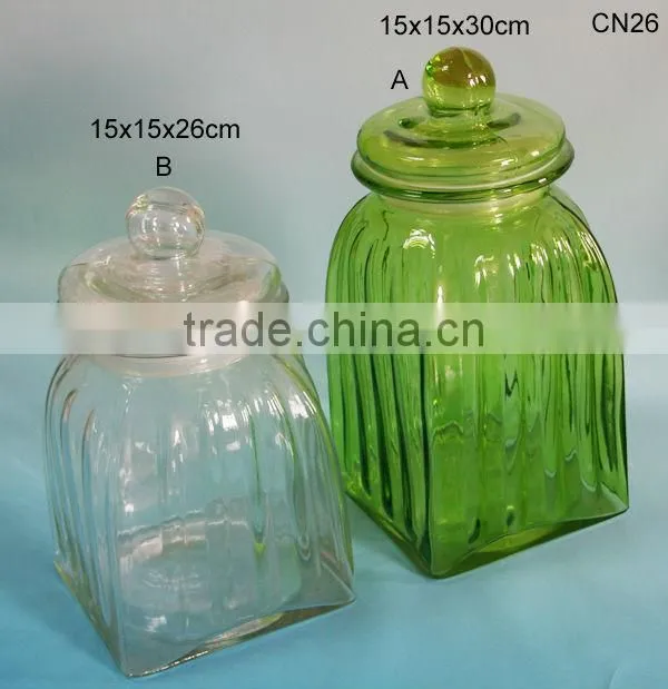 colorful square pasta glass conserve jar with design