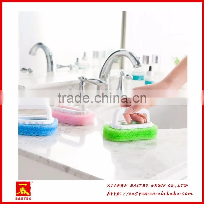 Handheld cleaning cloth and brush for bathroom and kitchen