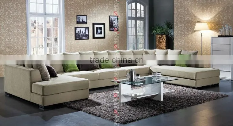 Latest design sofa set, beige linen arabic furniture fabric corner living room sofa