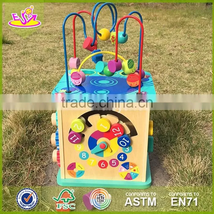 2017 New fashion 5 in 1 baby wooden activity cube toddlers best design wooden activity cube kids wooden activity cube W11B088