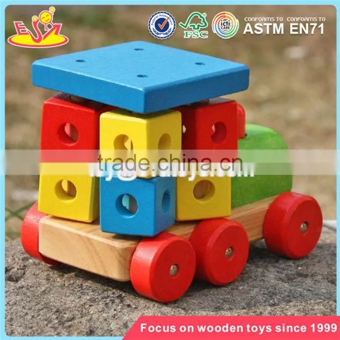 wholesale toddlers building blocks wooden pull train toy new design kids wooden pull train toy W05C072
