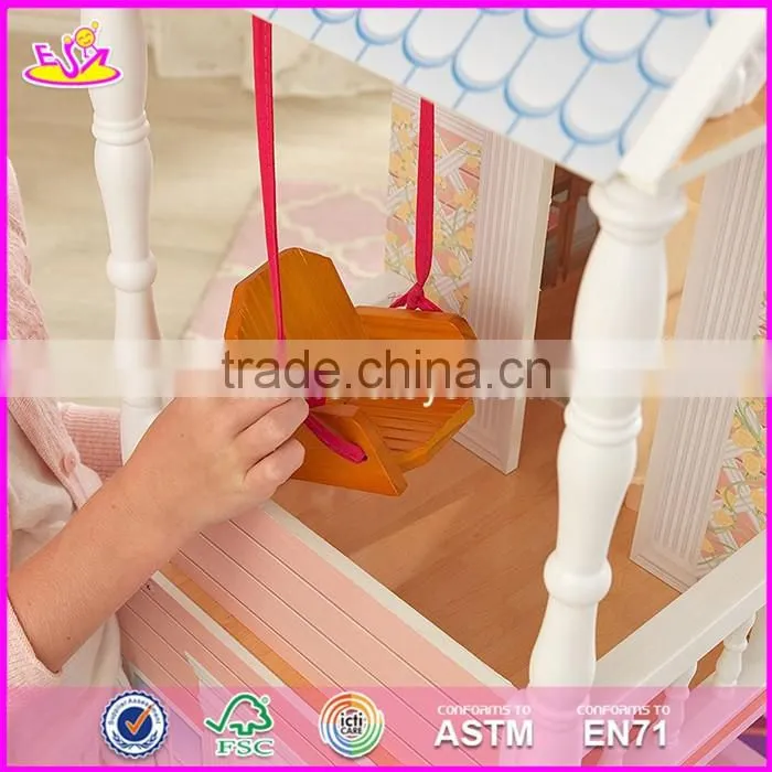 2017 New design girls miniature toys wooden doll house kits W06A083