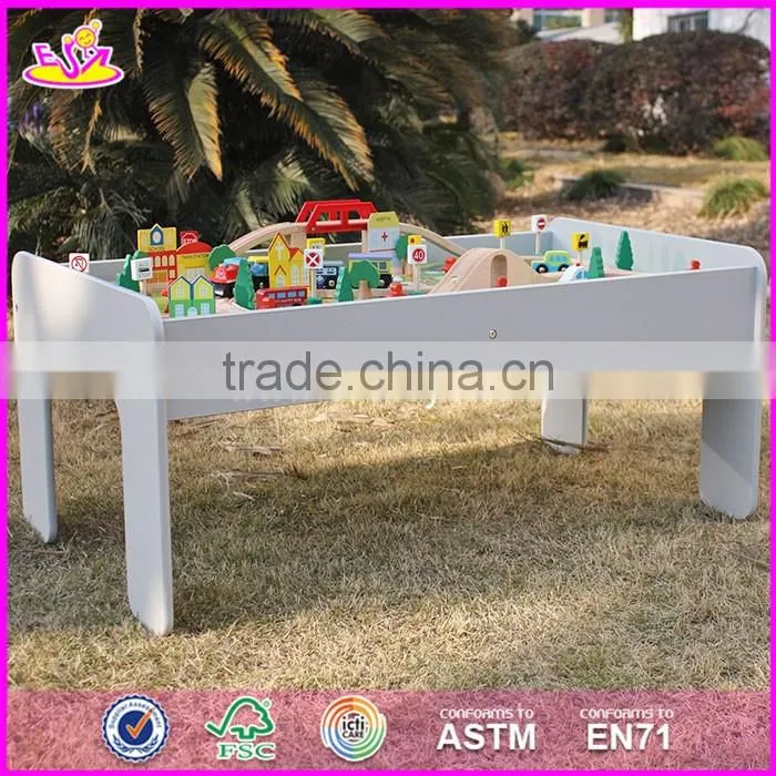 2017 New design educational kids activity toys wooden train table set W04C070