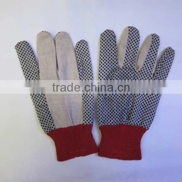 PVC Dotted Cotton Drill Safety Work Gloves