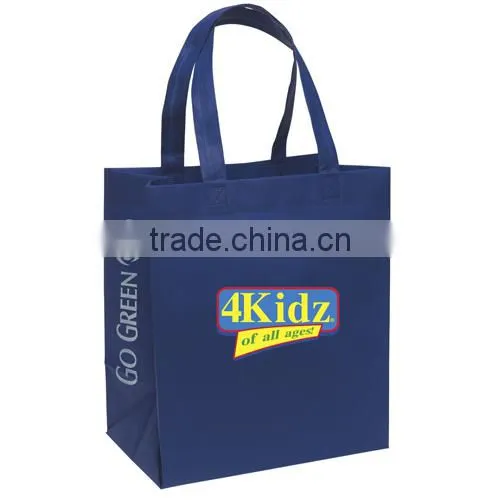White Color Logo Printed Non-woven Poly Pro Gusseted Bag