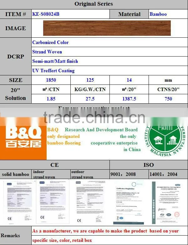 A professional manufacturer of China CE Certificated Outdoor Decking Bamboo Flooring