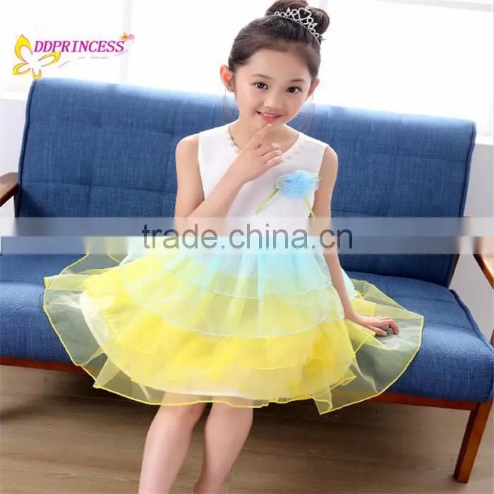 2015 large stock girls' casual dress korea design children dresses princess tulle dress for girl