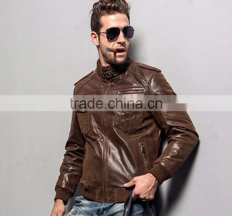 Winter warm coat men fashion leather motorcycle jacket men's genuine leather jackets