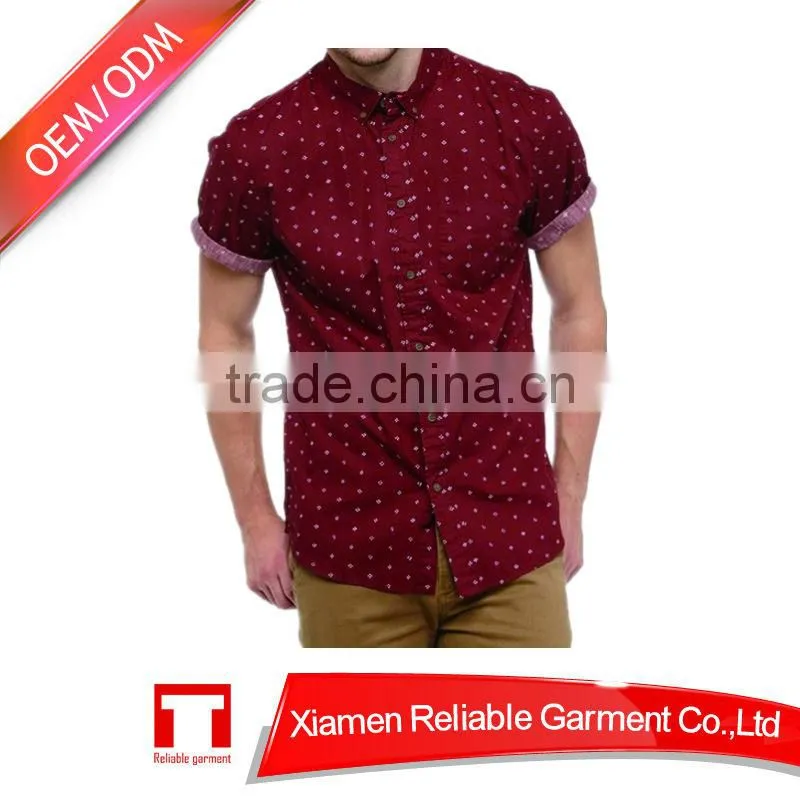 Short sleeve men's casual shirt with side pocket china clothing company