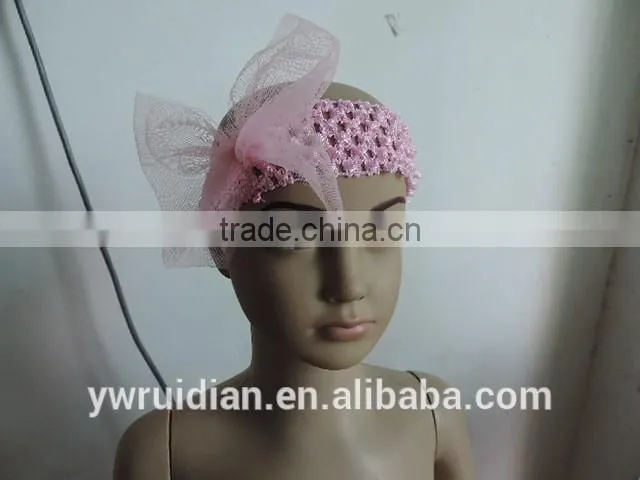 baby girl reseau hairband bowknot chiffon lace kids adjustable elastic headband wholesale