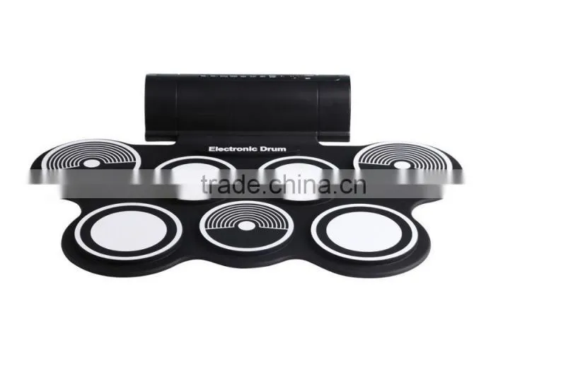 2016 Christmas Gift Musical Instruments Flexible Hand Roll mini usb silicon foldable electronic drum kit with speaker