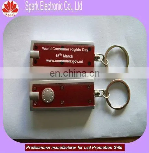 custom printed logo promotional mini led flash ligh key chains