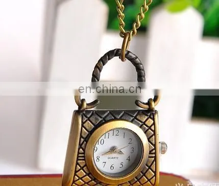 women's handbags Watch coin bag shaped Luxury pocket watch Top quality Antique bronze handbag Pendant pocket watches