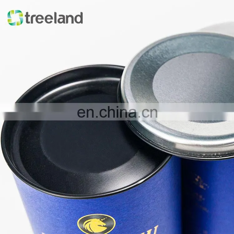 Fancy Stamping Cylinder Wine Bottle Paper Tube Boxes Metal Lid Carton Tube for Wine