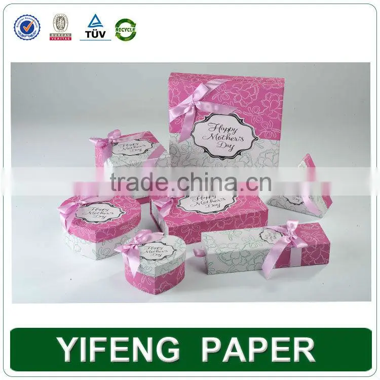 Logo Printed Custom Cheap cardboard box with ribbon for packaging