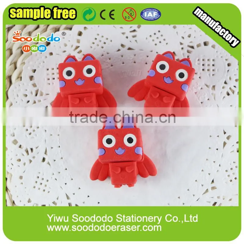 3D novelty puzzle black angel design eraser,mini erasers